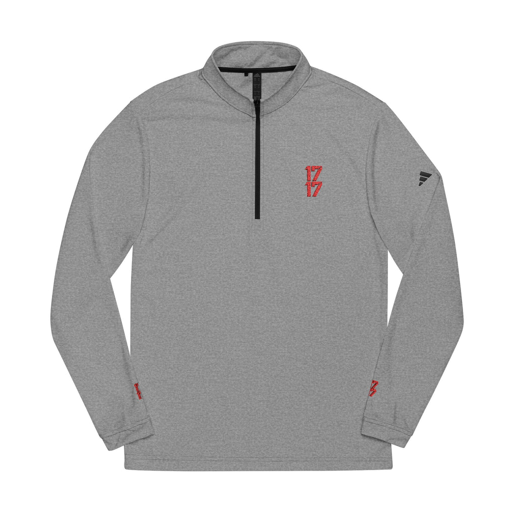 Embroidered adidas Quarter-Zip Pullover – Lightweight White Performance Top