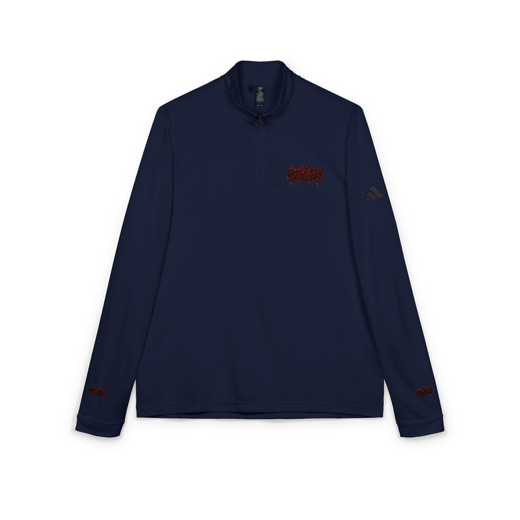 Embroidered adidas Quarter‑Zip Pullover – White Athletic Golf Top