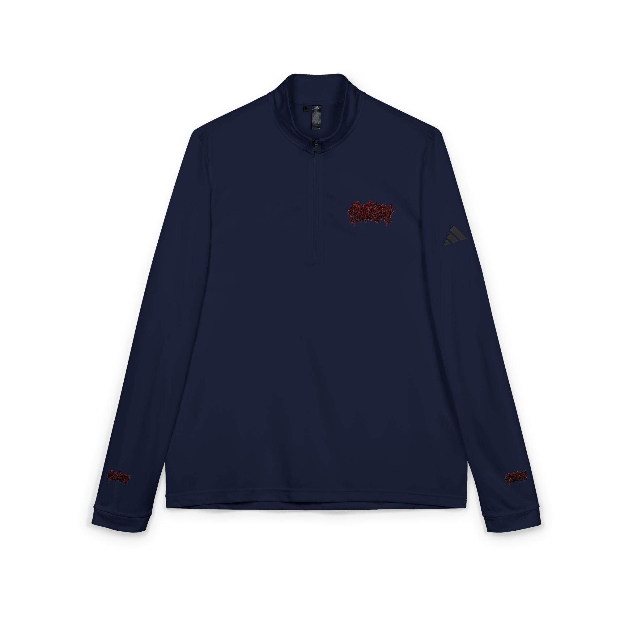 Embroidered adidas Quarter‑Zip Pullover – White Athletic Golf Top
