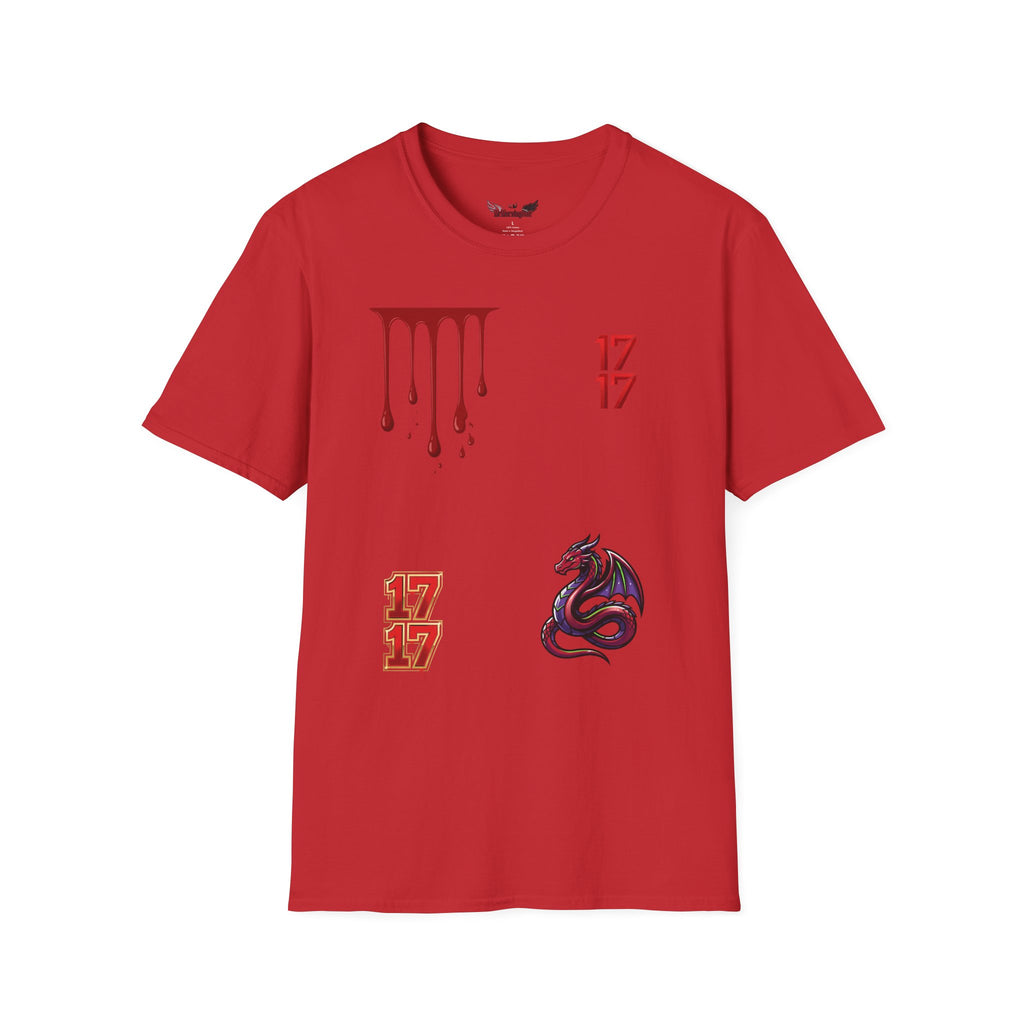 Graphic T-Shirt — Dripping Blood & 17/17 Snake Design