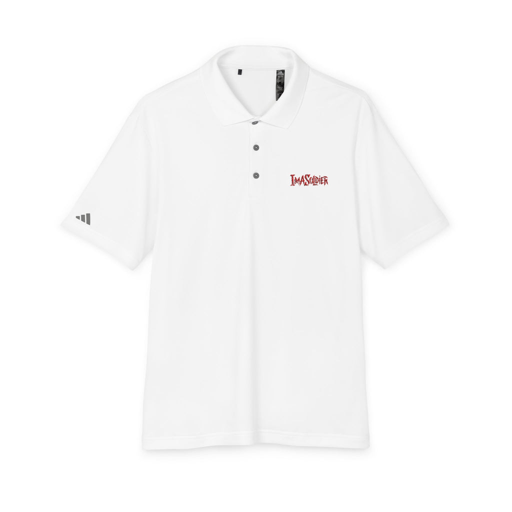 White Performance Polo — 'I Am Sober' Embroidered Chest Design