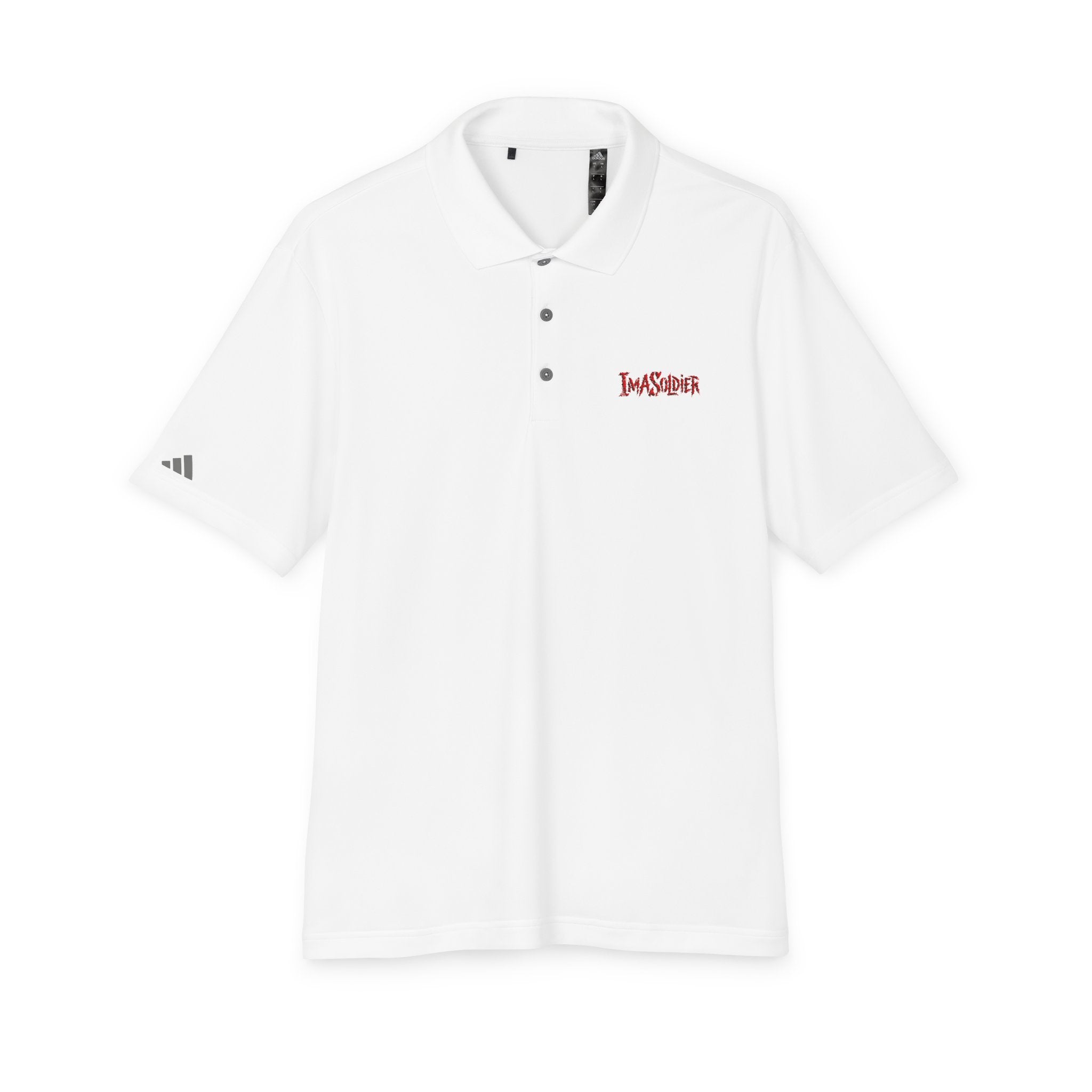 White Performance Polo — 'I Am Sober' Embroidered Chest Design