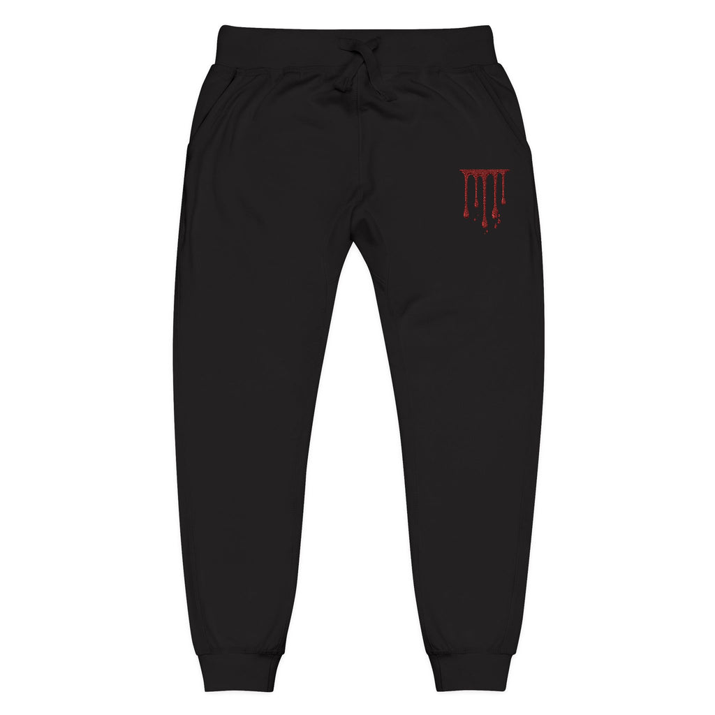 Embroidered Drip Horror Sweatpants — White Fleece Joggers