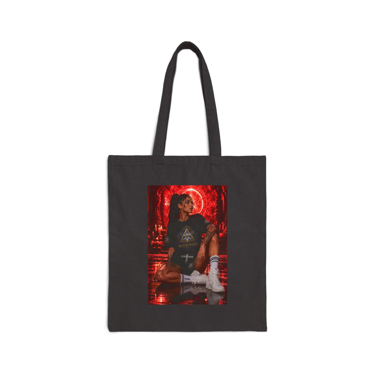 Canvas Tote — Retro Neon Portrait Beach Vibe Tote Bag