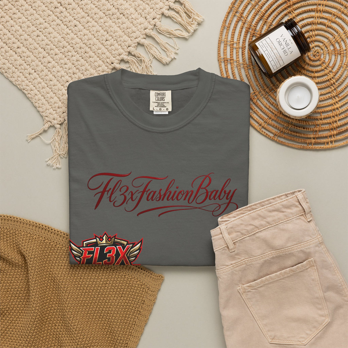 Artistic Floral Portrait T-Shirt — 'Fl3xFashionBaby' Graphic Tee