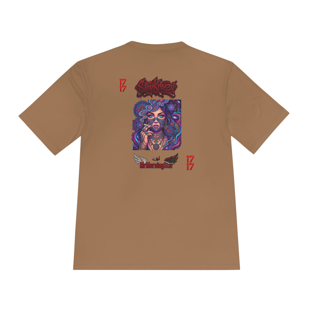 Psychedelic Woman Graphic Tee — Retro Cosmic Portrait Moisture‑Wicking Shirt