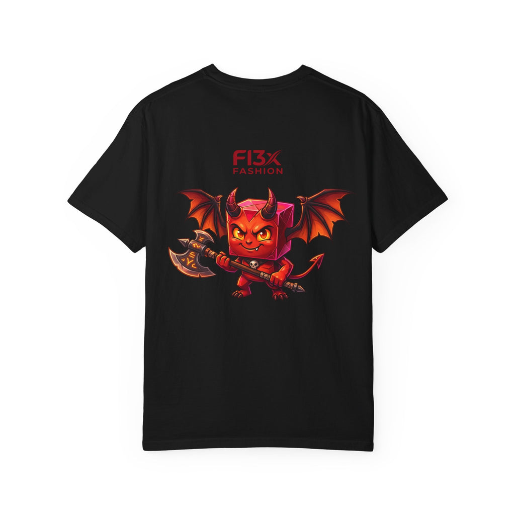 Devil Mascot T-Shirt — 'F13X Fashion' Graphic Tee (Front Chest & Back Print)