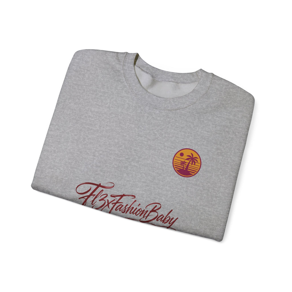 Crewneck Sweatshirt — 'FB3FashionBaby' Script with Sunset Logo
