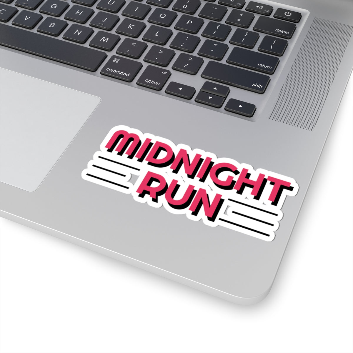 Midnight Run Kiss-Cut Sticker — Retro Neon Typography Decal for Laptops & Water Bottles