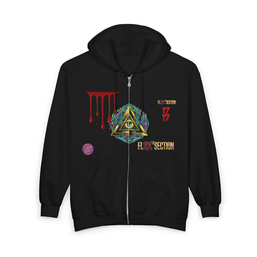 All-Seeing Eye Zip Hoodie — Psychedelic Geometric Graphic Sweatshirt