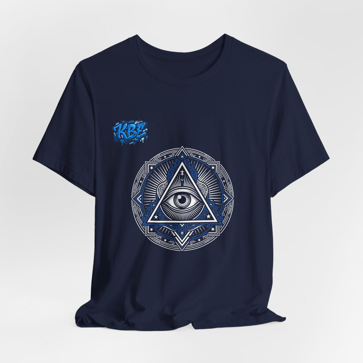 Mystic Moon Mandala Tee — Blue Crescent Graphic T-Shirt