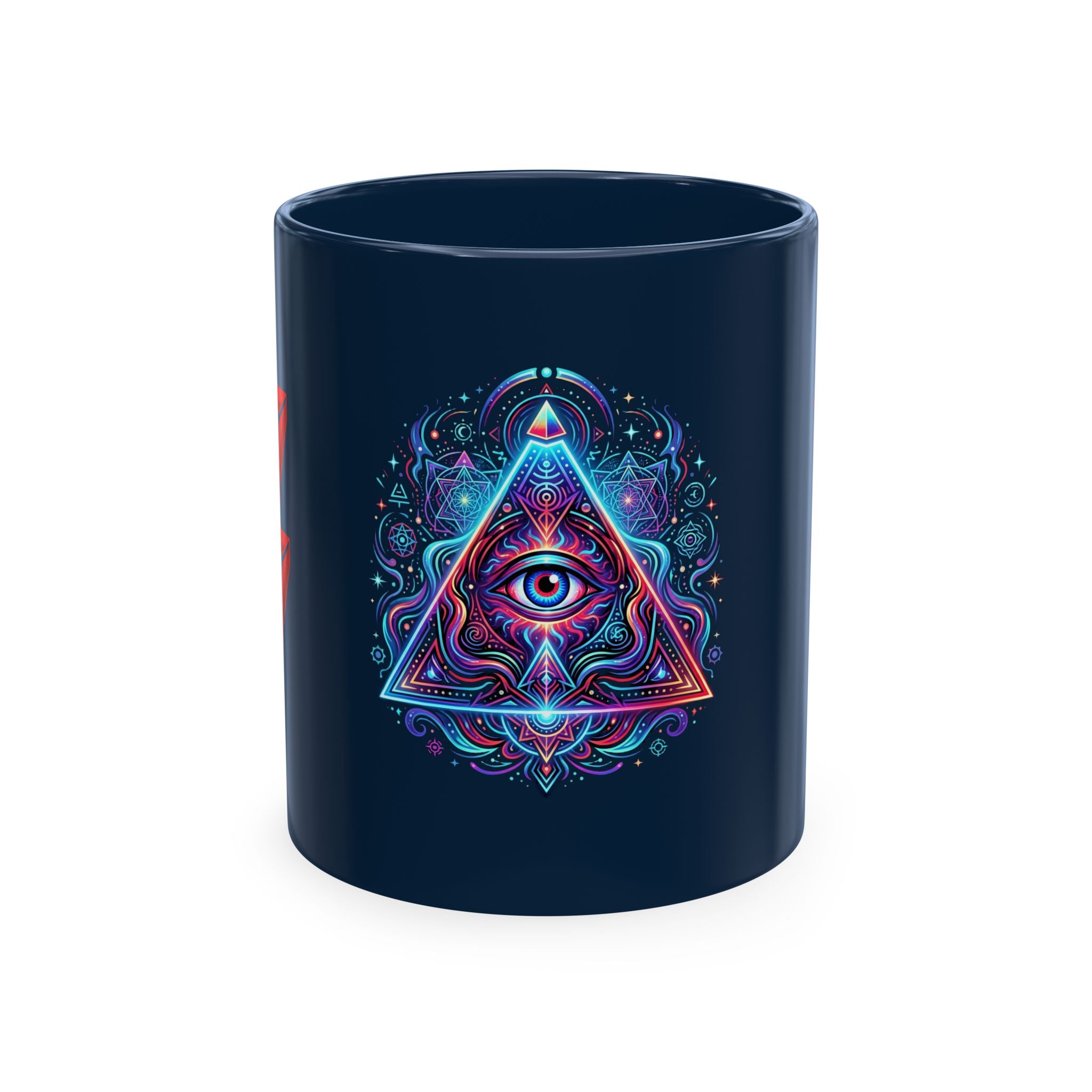 Ceramic Mug — Mystic Third Eye Pyramid Design with 7/17 Red Numerals