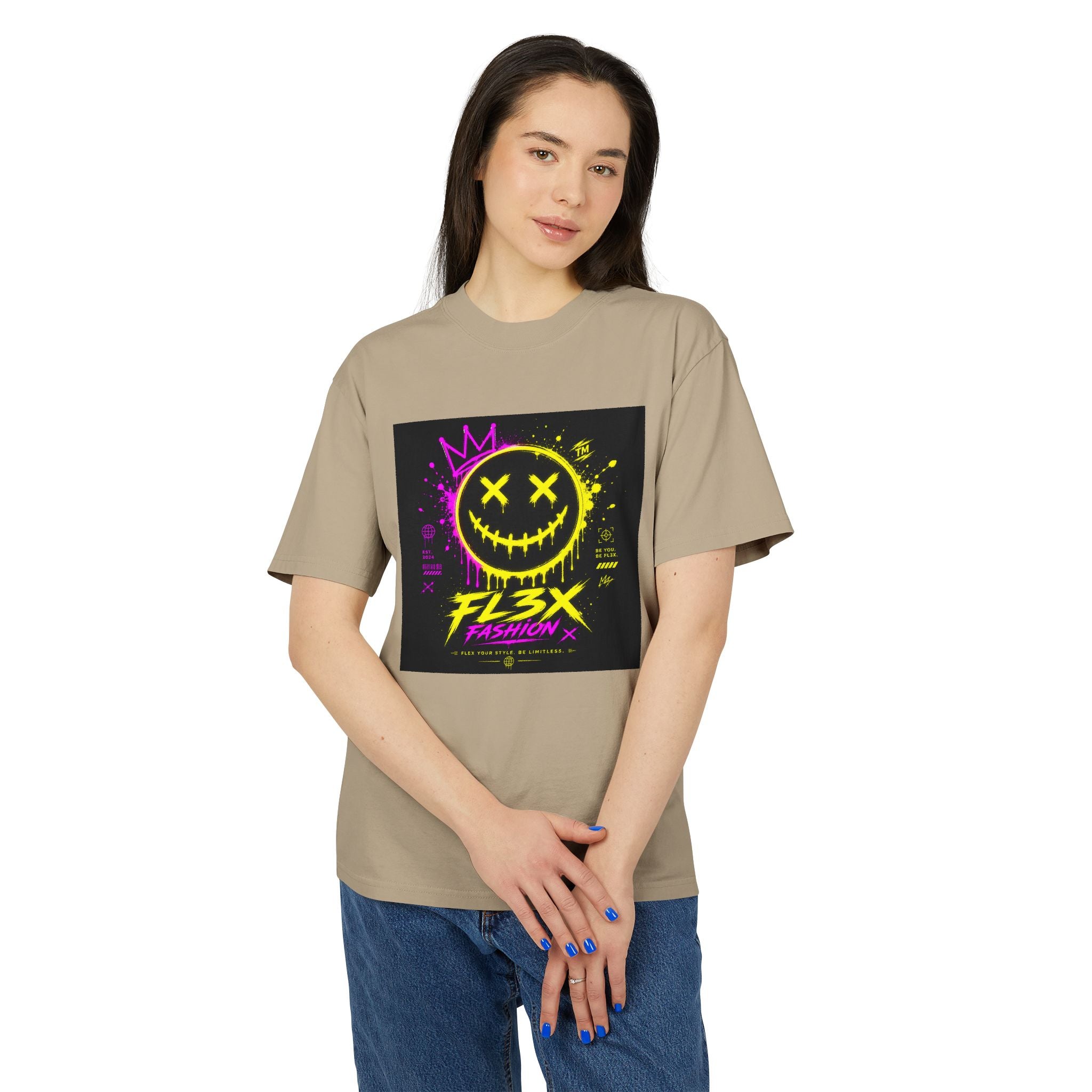 Smiley Streetwear Tee — Neon Crown F13x Fashion Graphic
