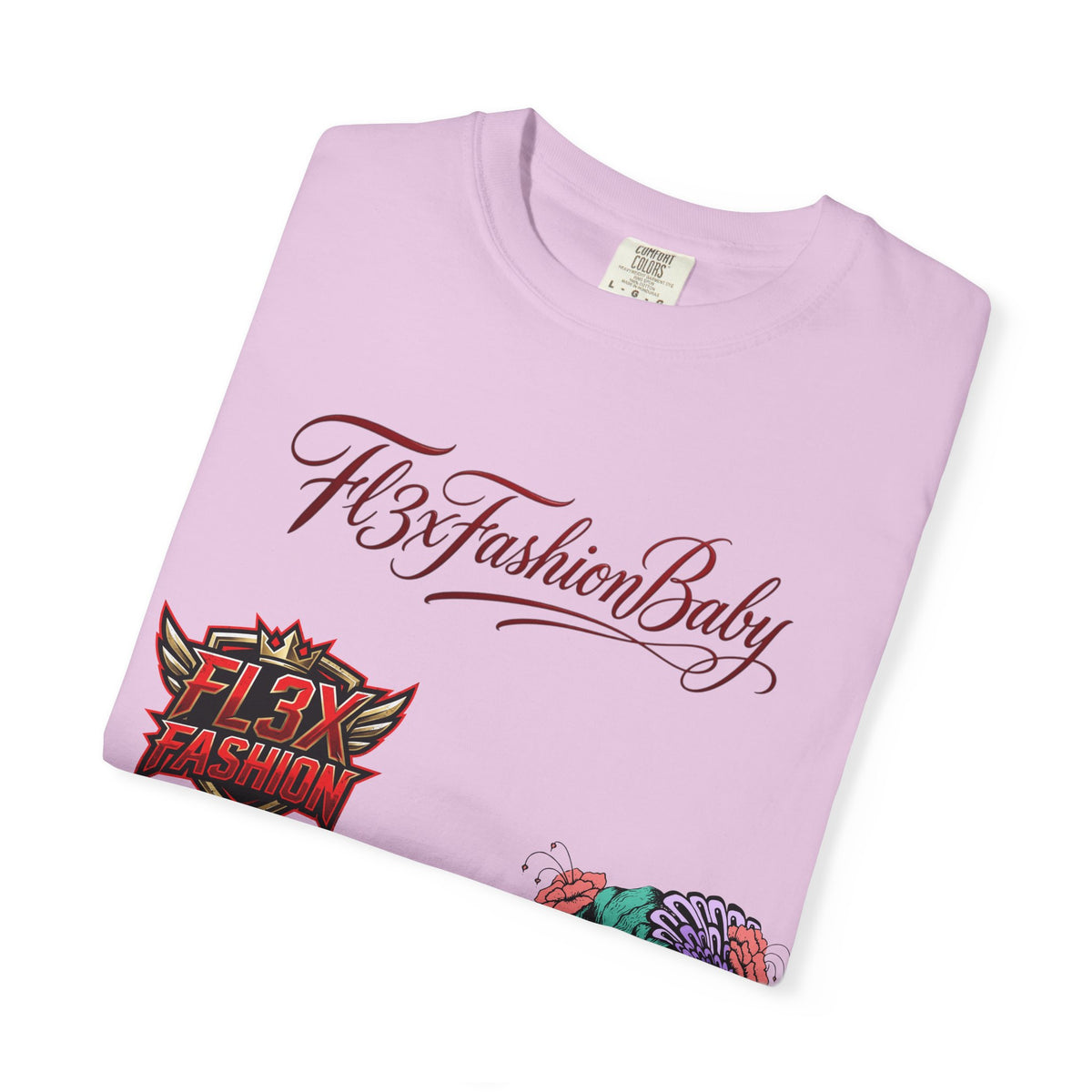 Artistic Floral Portrait T-Shirt — 'Fl3xFashionBaby' Graphic Tee