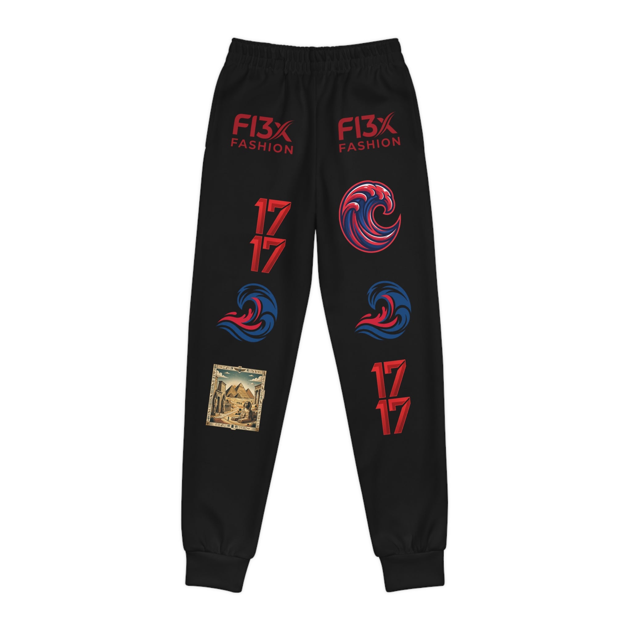 Youth Joggers — Red Drip & Graphic Logo All-Over-Print Sweatpants