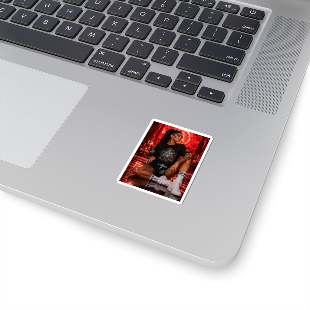 Occult Aesthetic Kiss-Cut Sticker — Illuminati Girl Design