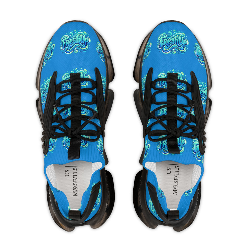 Mesh Sneakers — Blue 'Fresh Up' Patterned Athletic Shoes