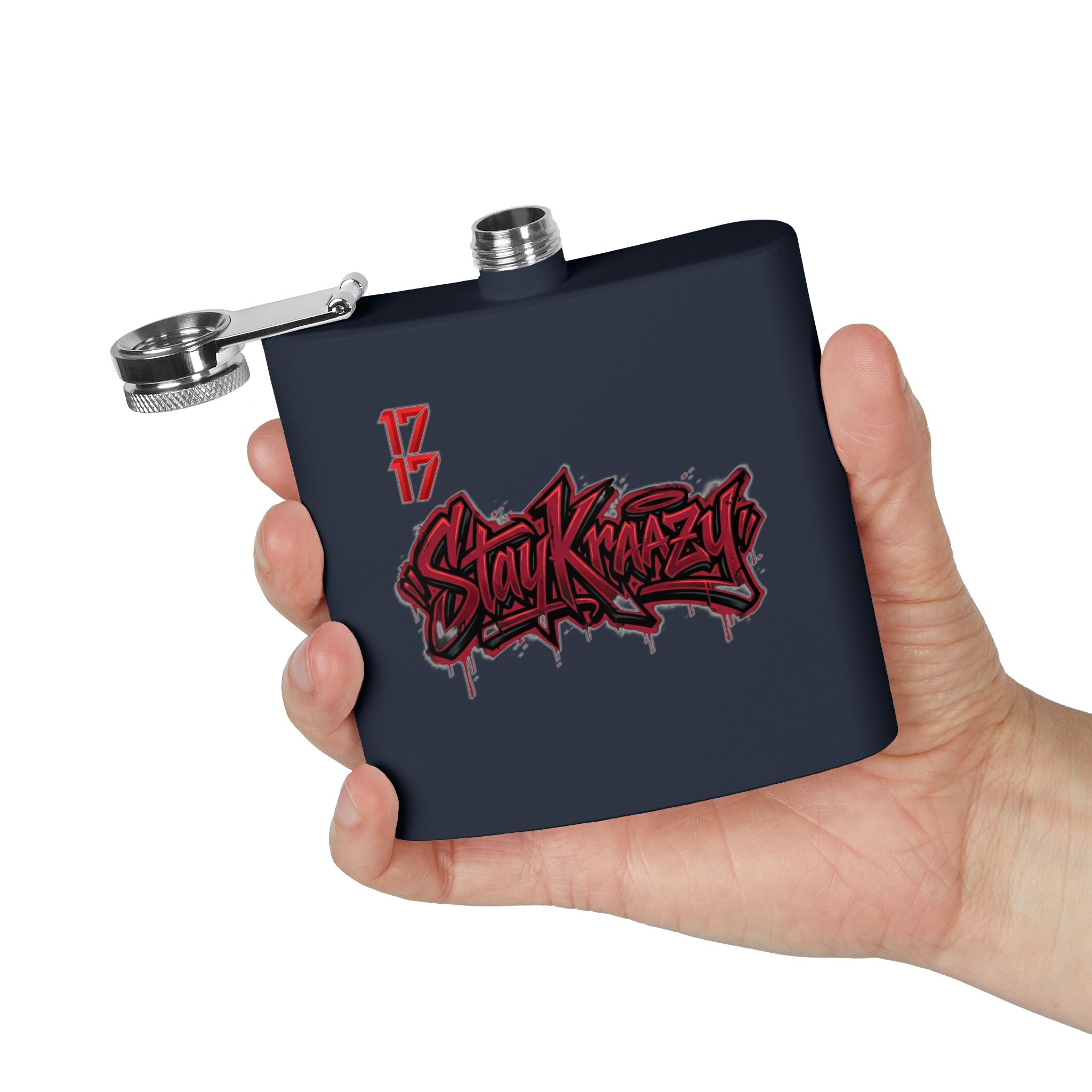 Flask — 'Stay Krazy' Graffiti Stainless Steel 6oz Hip-Hop Flask