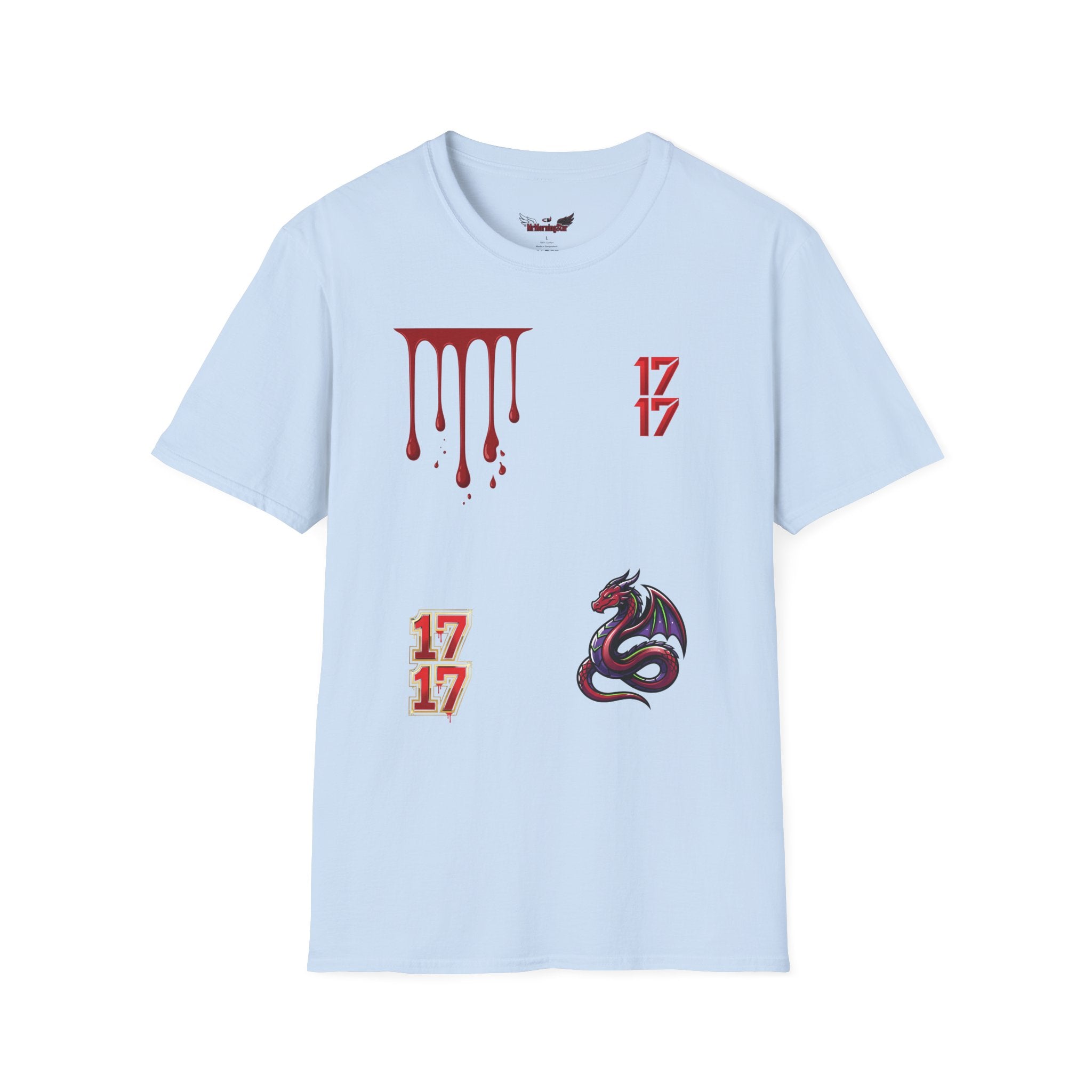 Graphic T-Shirt — Dripping Blood & 17/17 Snake Design