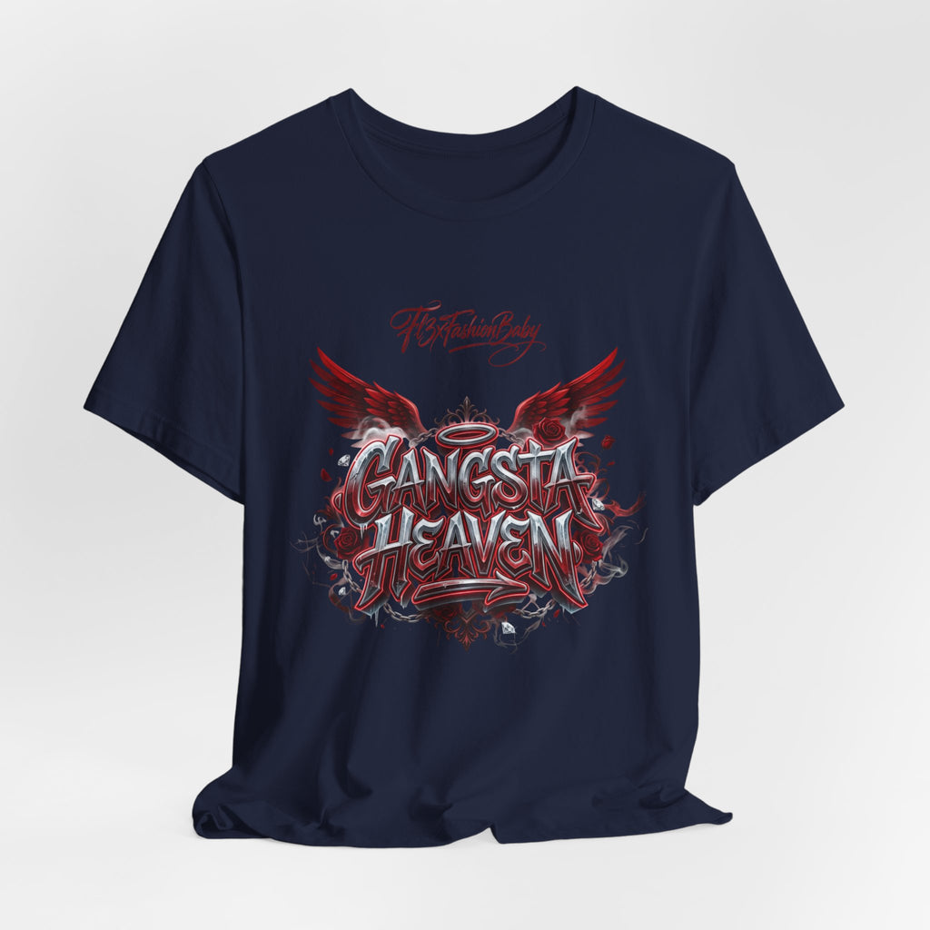 Gangsta Heaven Graphic Tee — Urban Winged Script T-Shirt