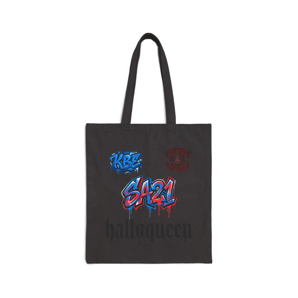 Halloween 'halloqueen' Canvas Tote Bag — Gothic Graphic Trick-or-Treat Reusable Shopper