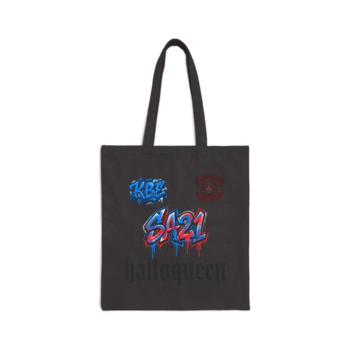 Halloween 'halloqueen' Canvas Tote Bag — Gothic Graphic Trick-or-Treat Reusable Shopper