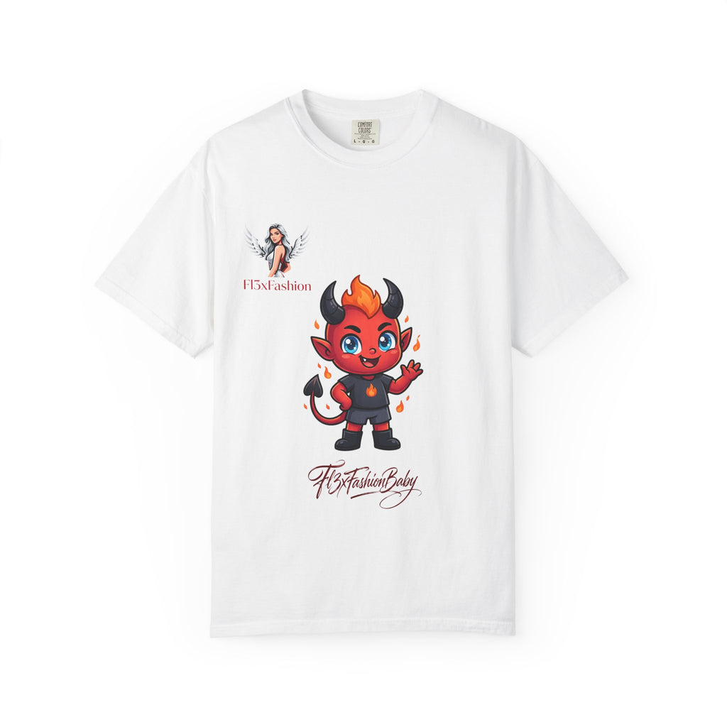 Devil Cartoon Graphic T-Shirt — Fiery Cute Demon Design