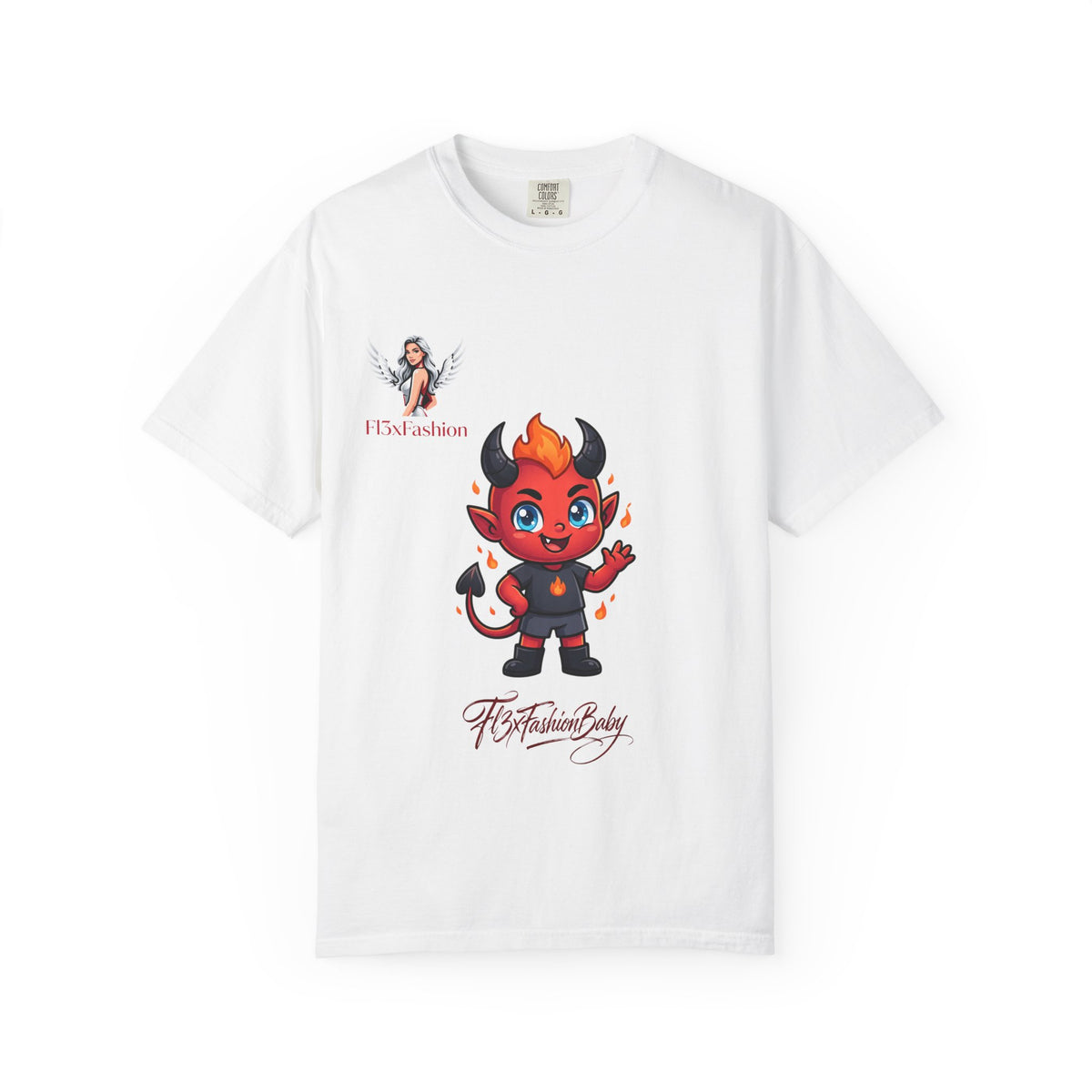 Devil Cartoon Graphic T-Shirt — Fiery Cute Demon Design
