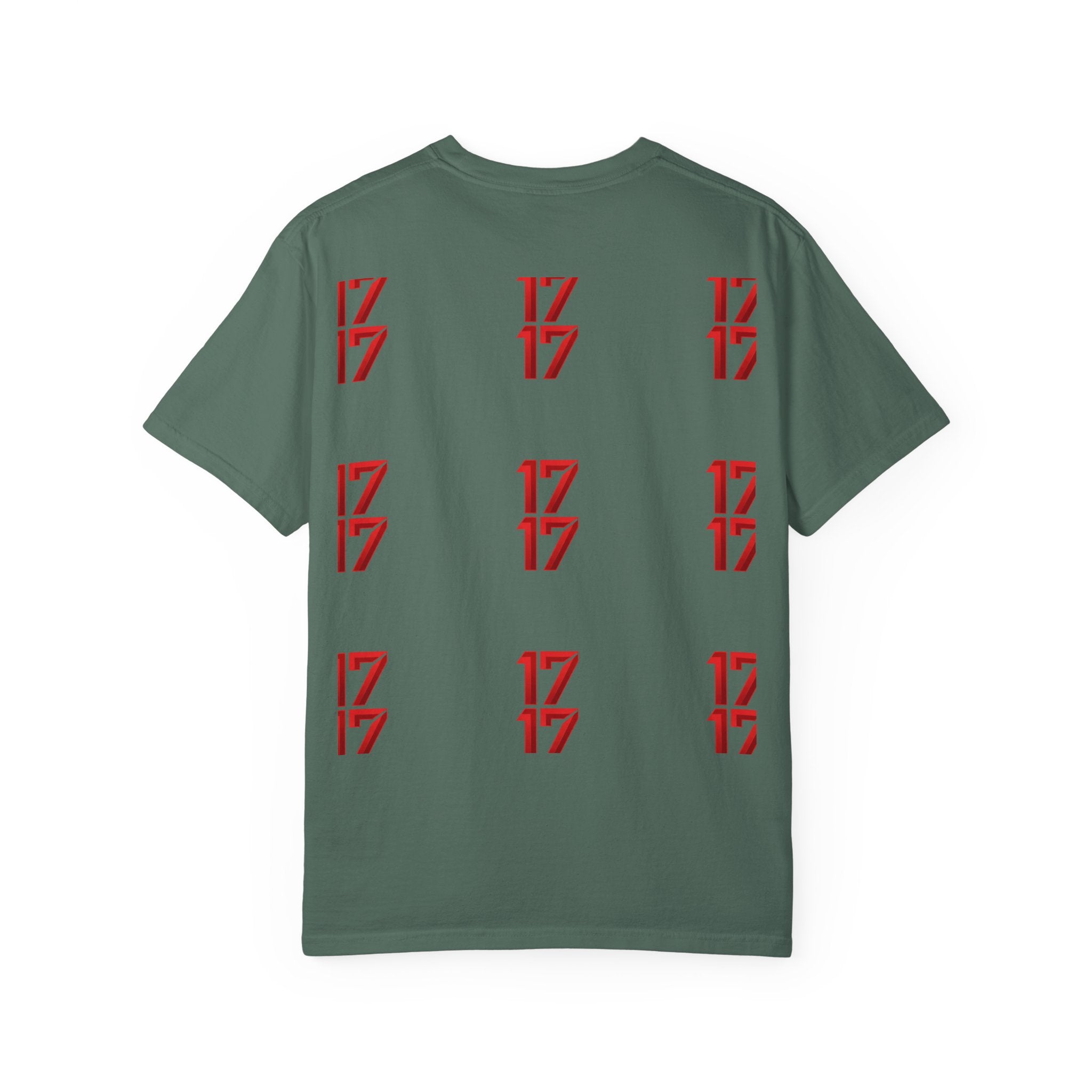 17 Pattern Graphic T-Shirt — Repeating Red Logo Tee