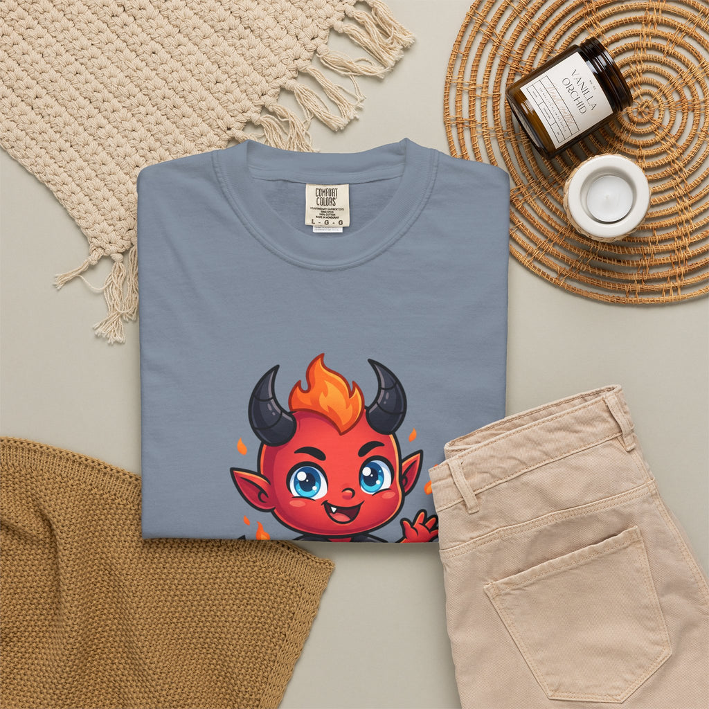 Devil Baby Graphic T-Shirt — Cute Red Demon Cartoon Tee with "FBfashionBaby" Script