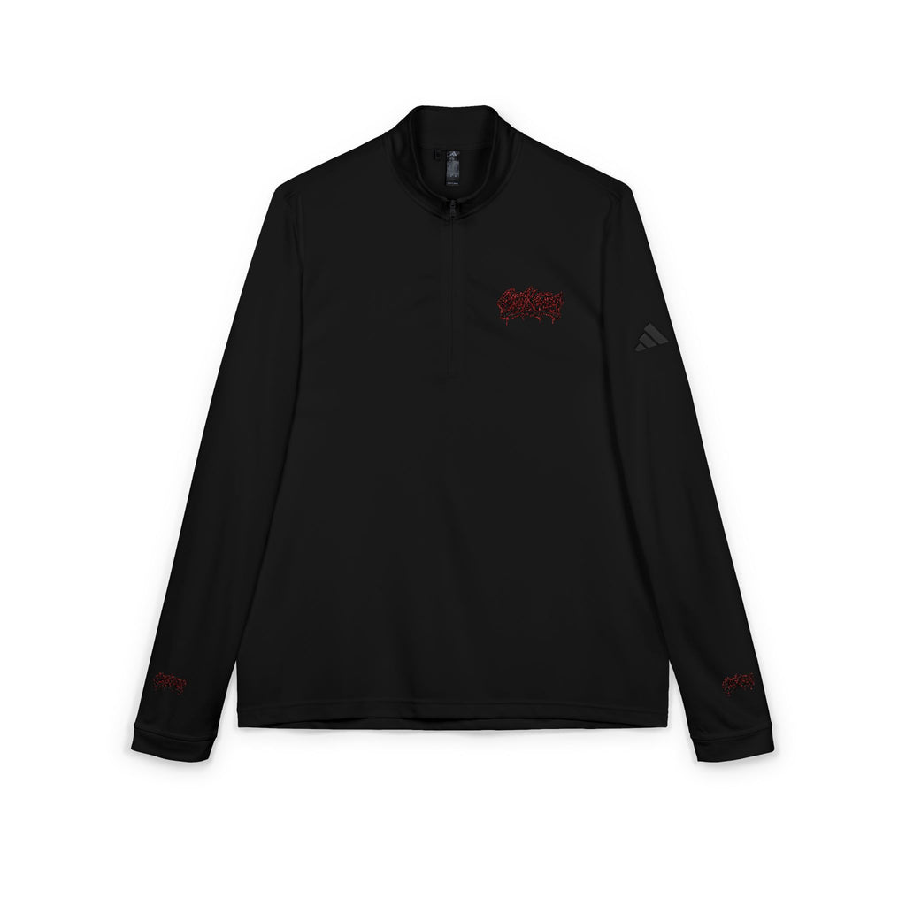 Embroidered adidas Quarter‑Zip Pullover – White Athletic Golf Top