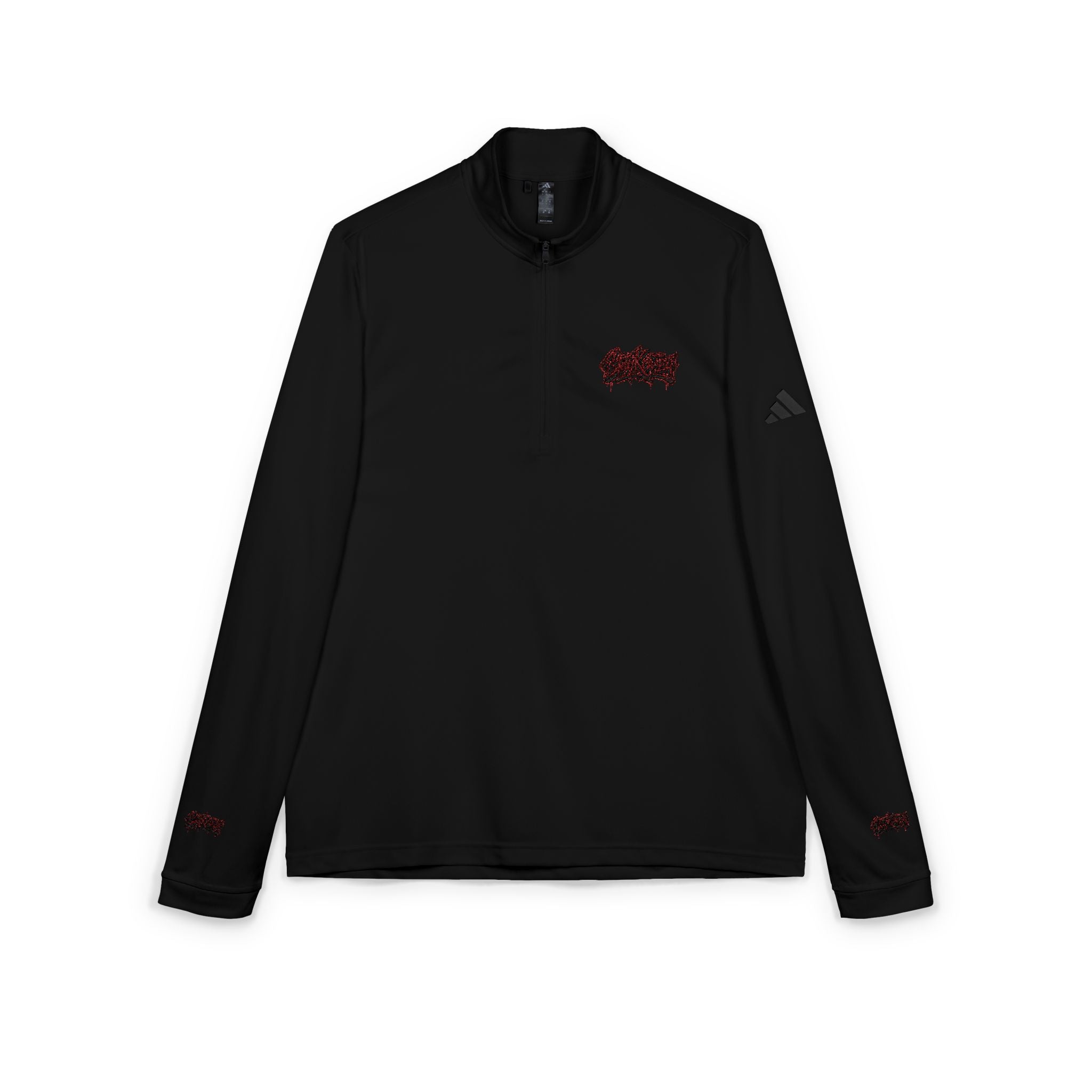 Embroidered adidas Quarter‑Zip Pullover – White Athletic Golf Top