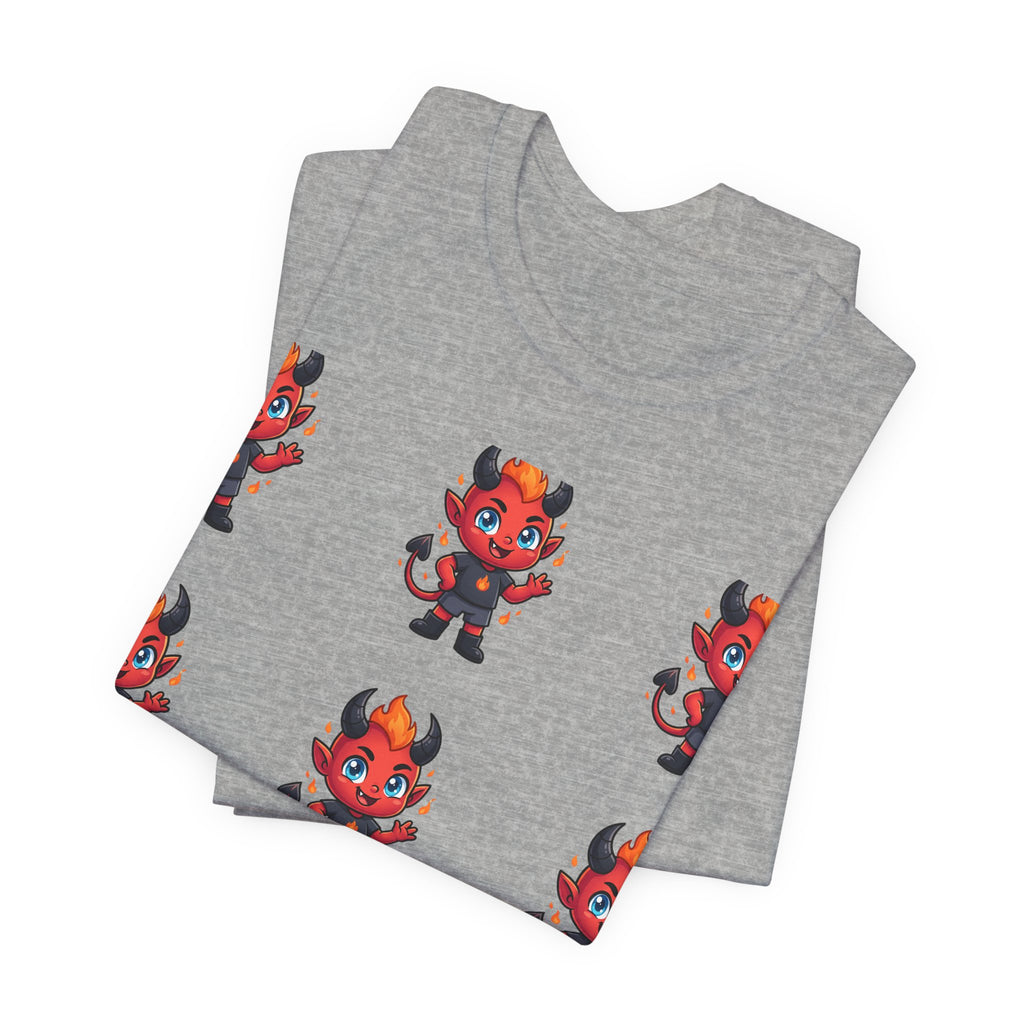 Cute Red Devil Pattern Tee — Kawaii Devil Graphic T-Shirt