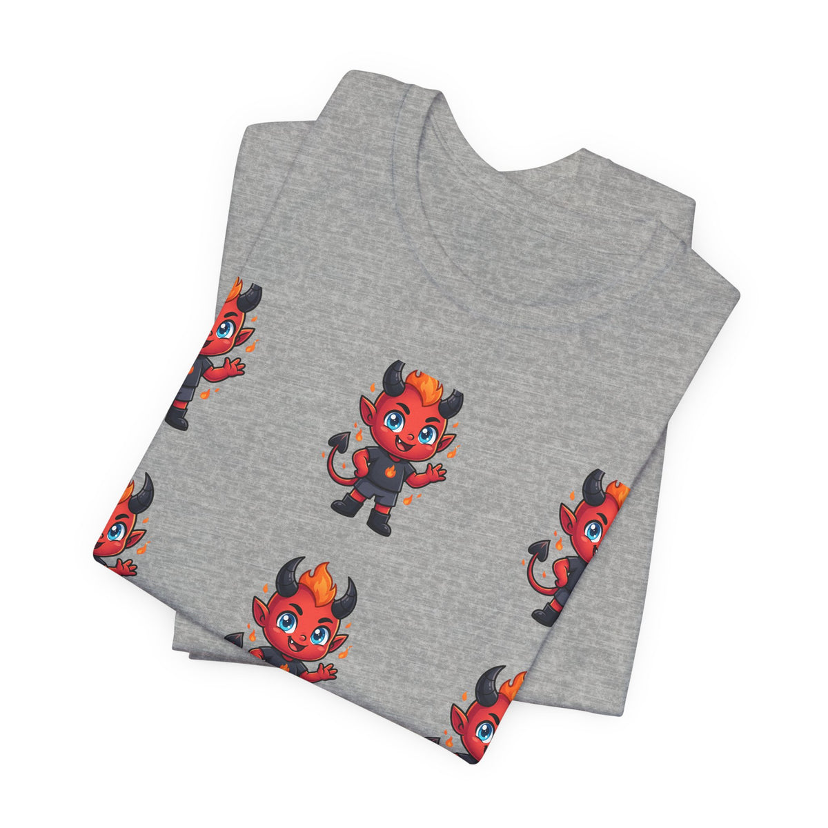 Cute Red Devil Pattern Tee — Kawaii Devil Graphic T-Shirt