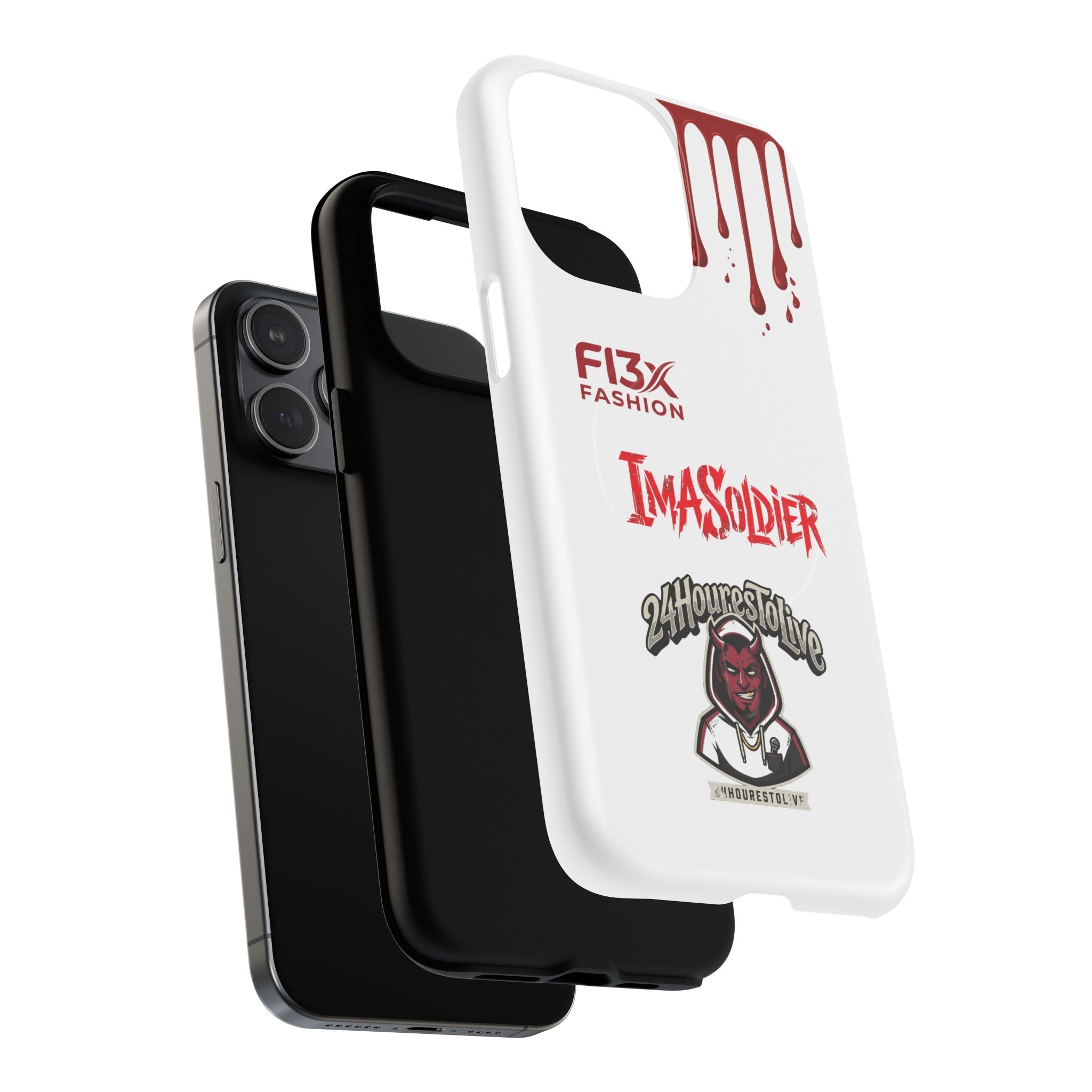 Tough Magnetic Phone Case — 'ImASoldier' Blood Drip Gaming Design