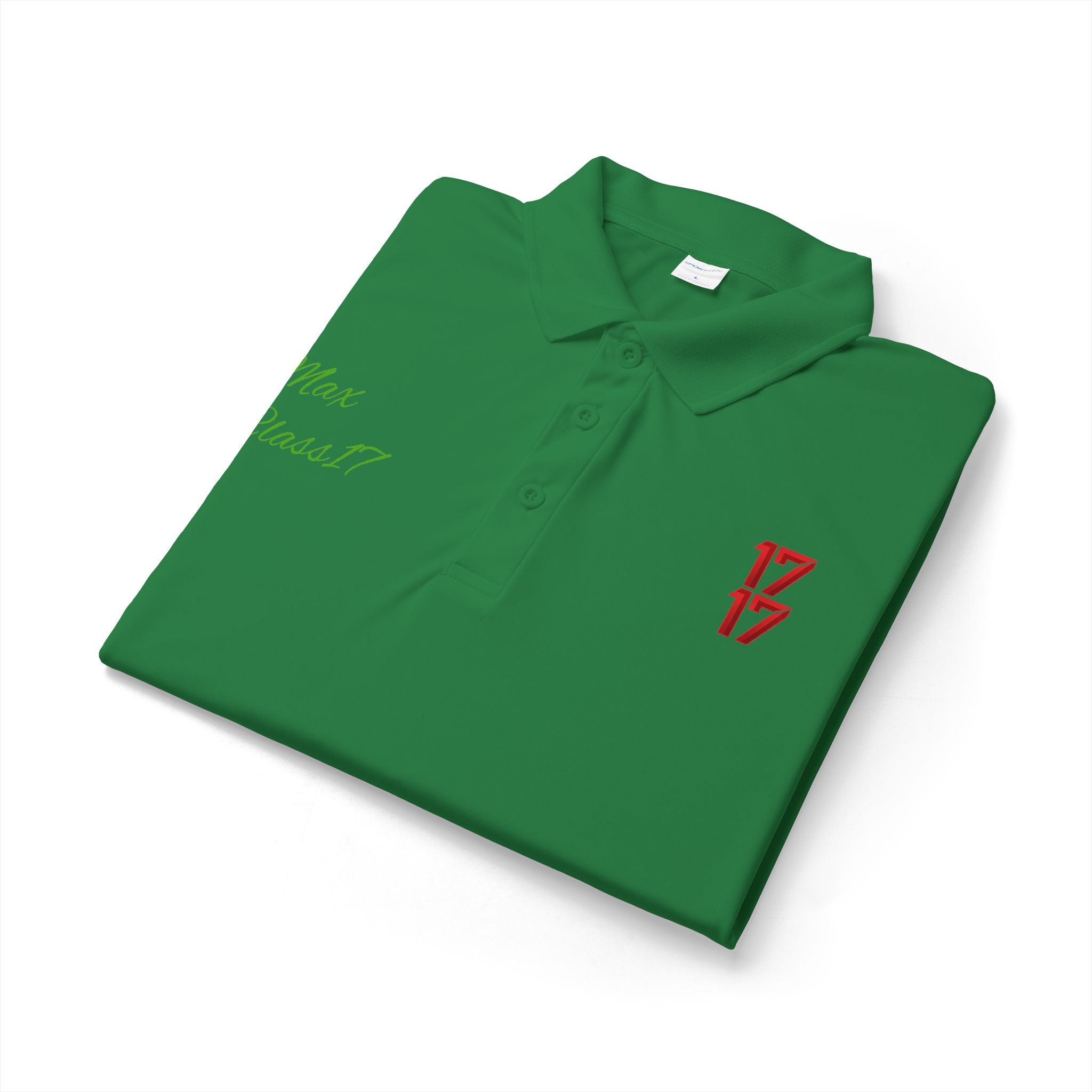 Embroidered 17/17 Polo Shirt with 'Max Crew!!' Accent