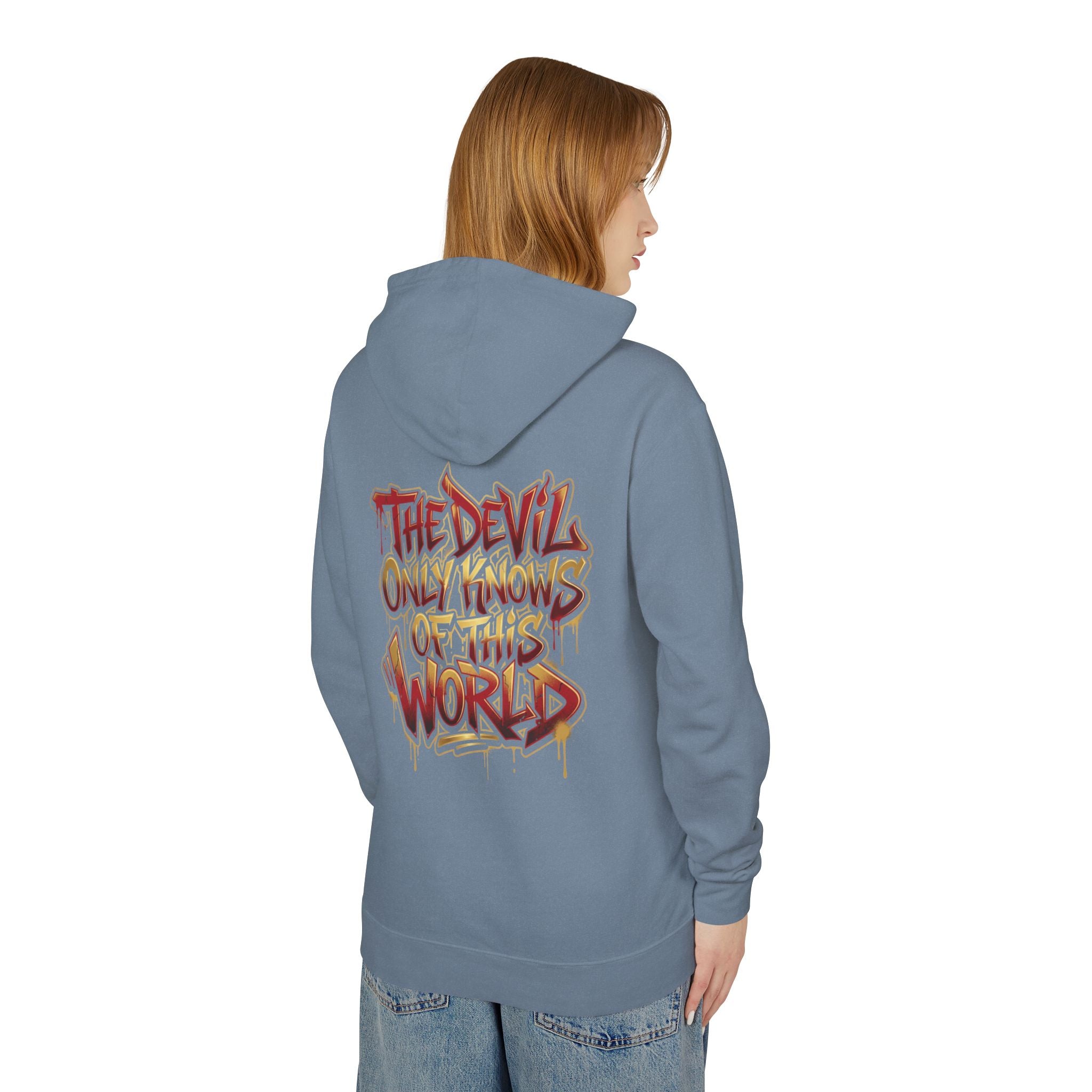 Devil Graphic Hoodie — "The Devil Only Knows of This World" Streetwear Sweatshirt