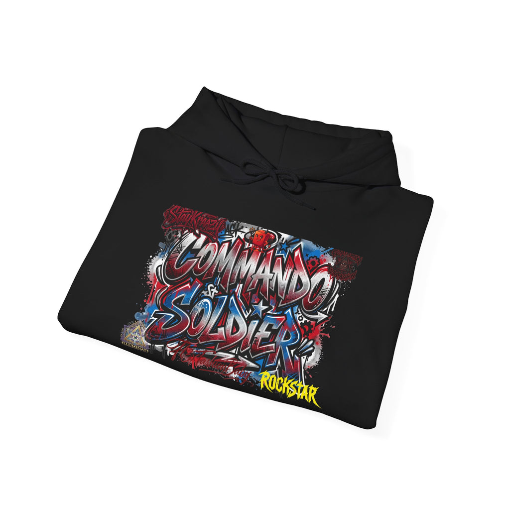 Command Soldier Graffiti Hoodie - Urban Streetwear Military Tribute