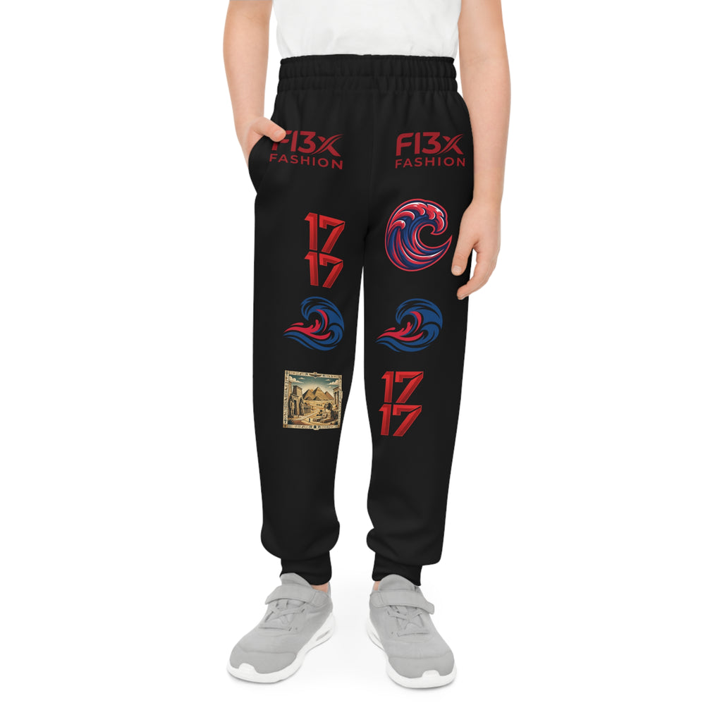 Youth Joggers — Red Drip & Graphic Logo All-Over-Print Sweatpants