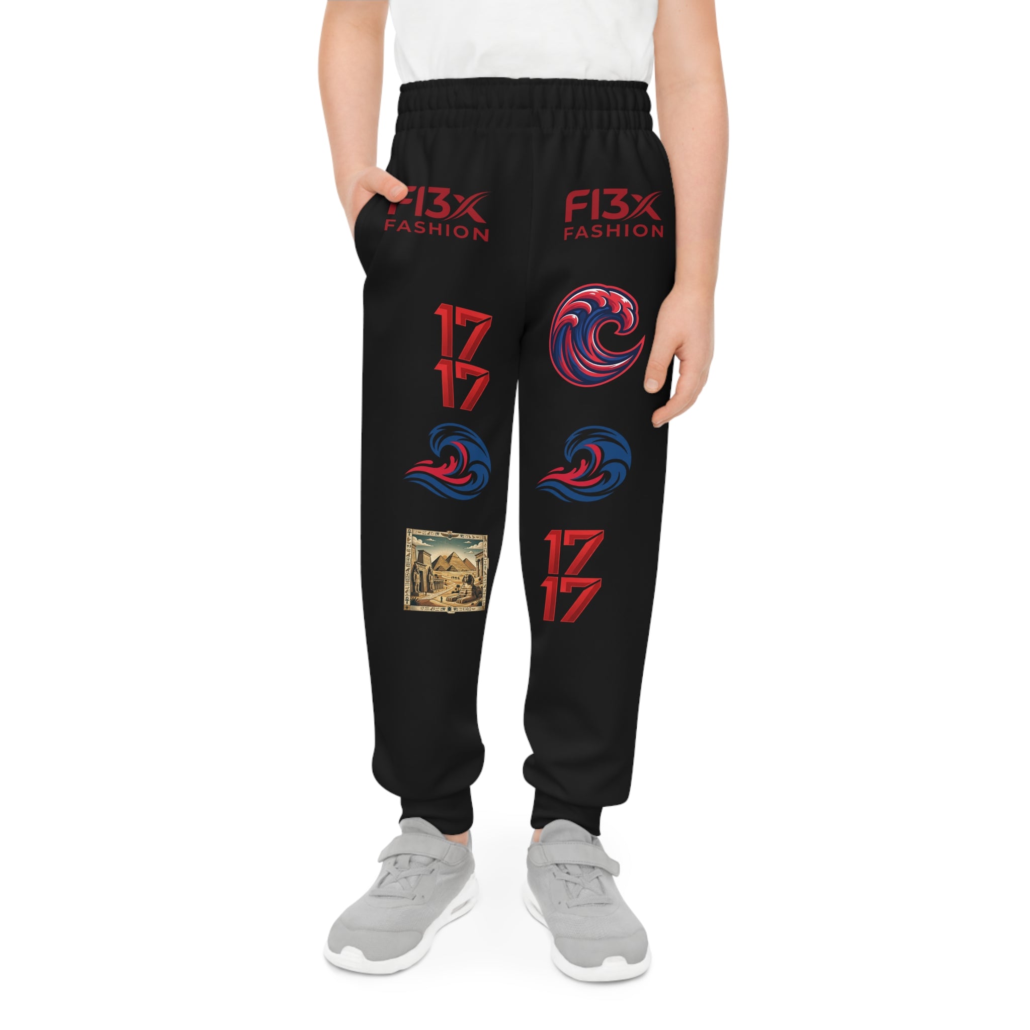 Youth Joggers — Red Drip & Graphic Logo All-Over-Print Sweatpants