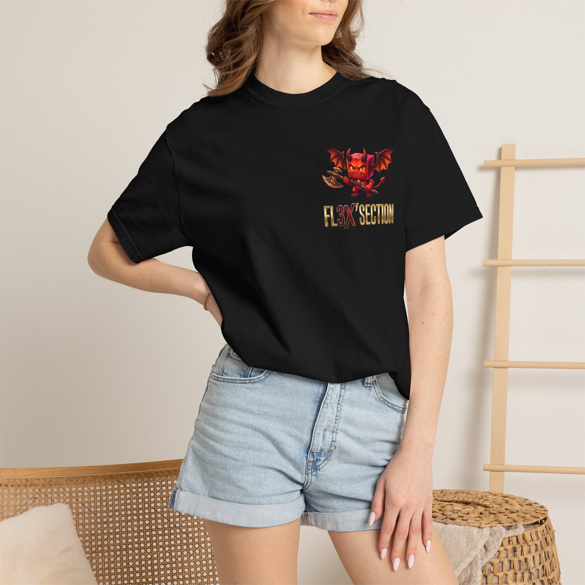 Devil Mascot T-Shirt — 'F13X Fashion' Graphic Tee (Front Chest & Back Print)