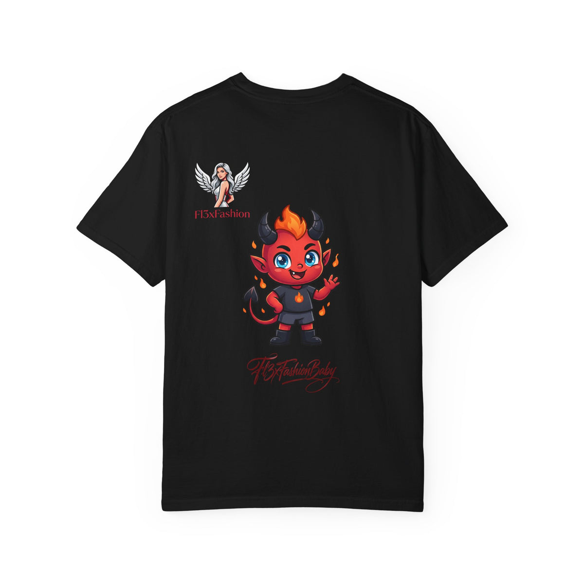Devil Cartoon Graphic T-Shirt — Fiery Cute Demon Design