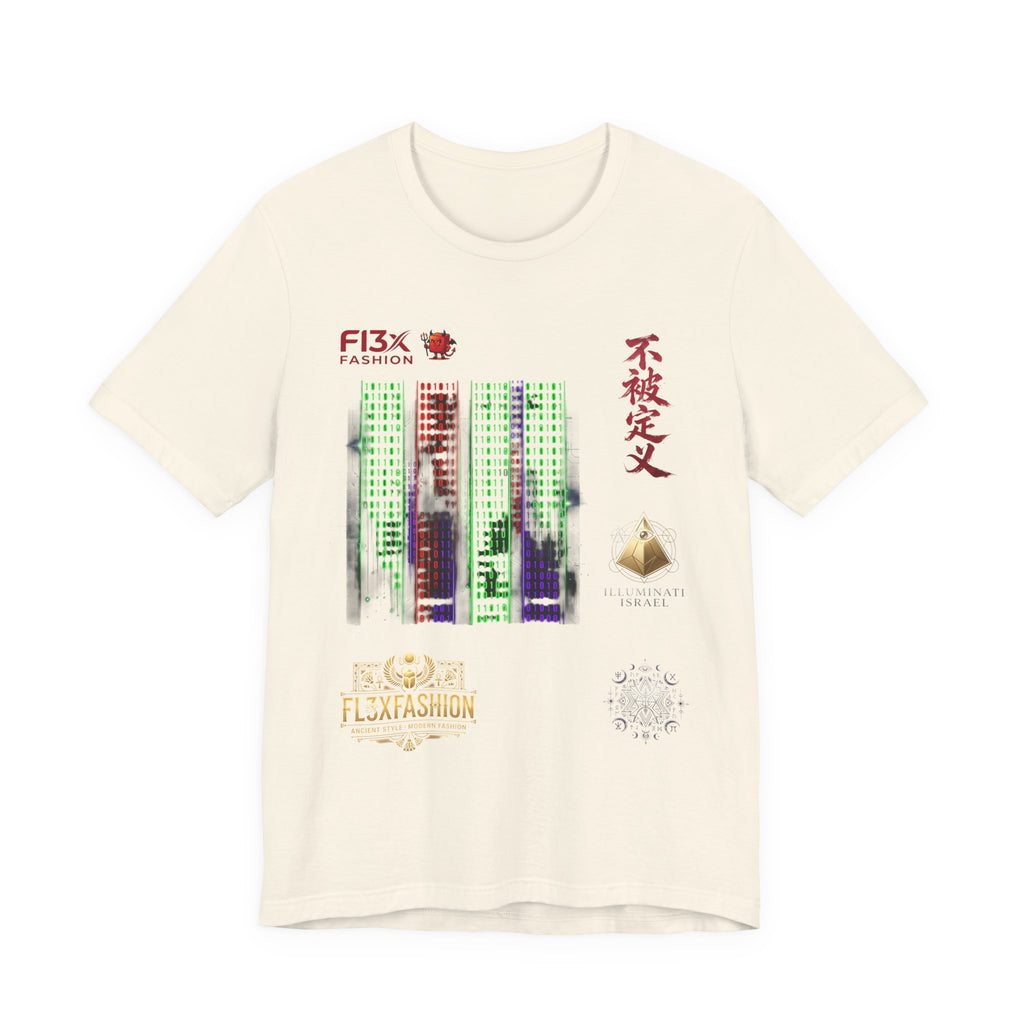 Abstract Cyber City Graphic Tee — 'Unclassified' Kanji Urban Tech T-Shirt