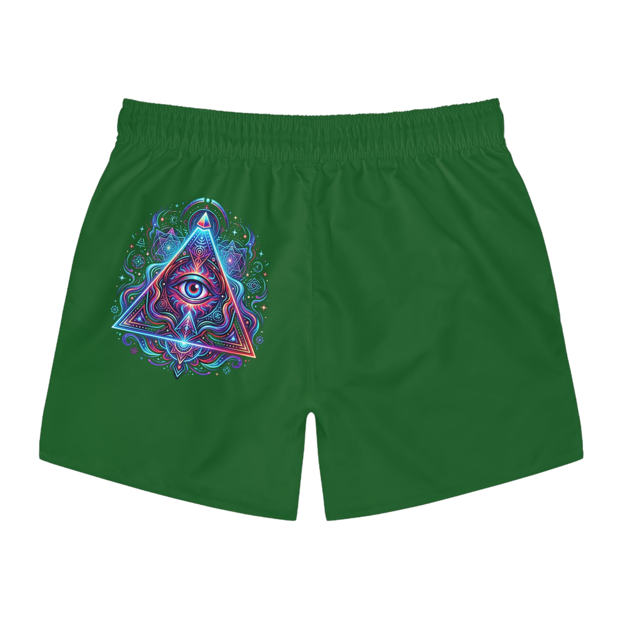 Green Graphic Swim Trunks — Pow! Graffiti & Mystic Eye AOP
