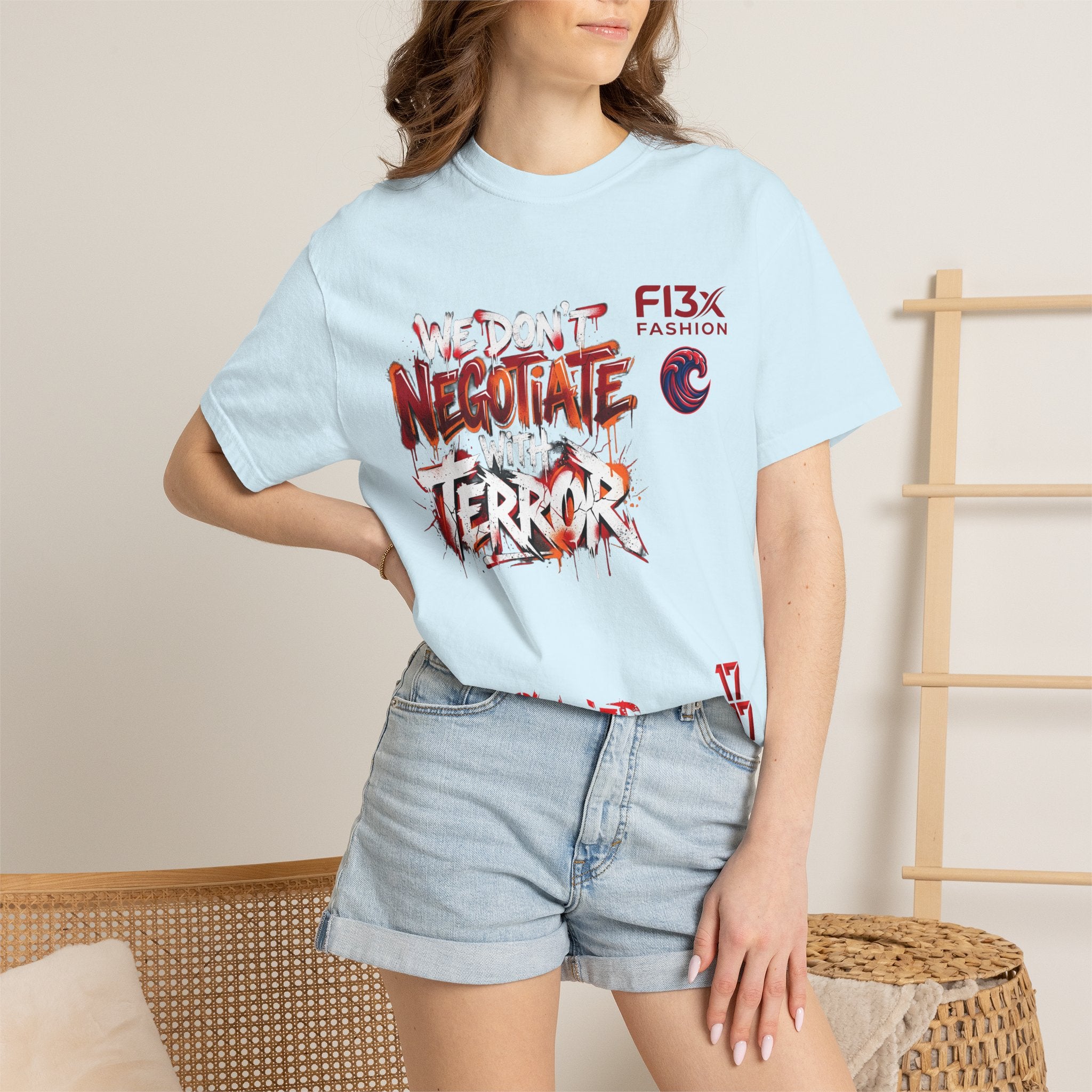 We Don’t Negotiate Terror Graphic T-Shirt — F13x Fashion Front & Back Print
