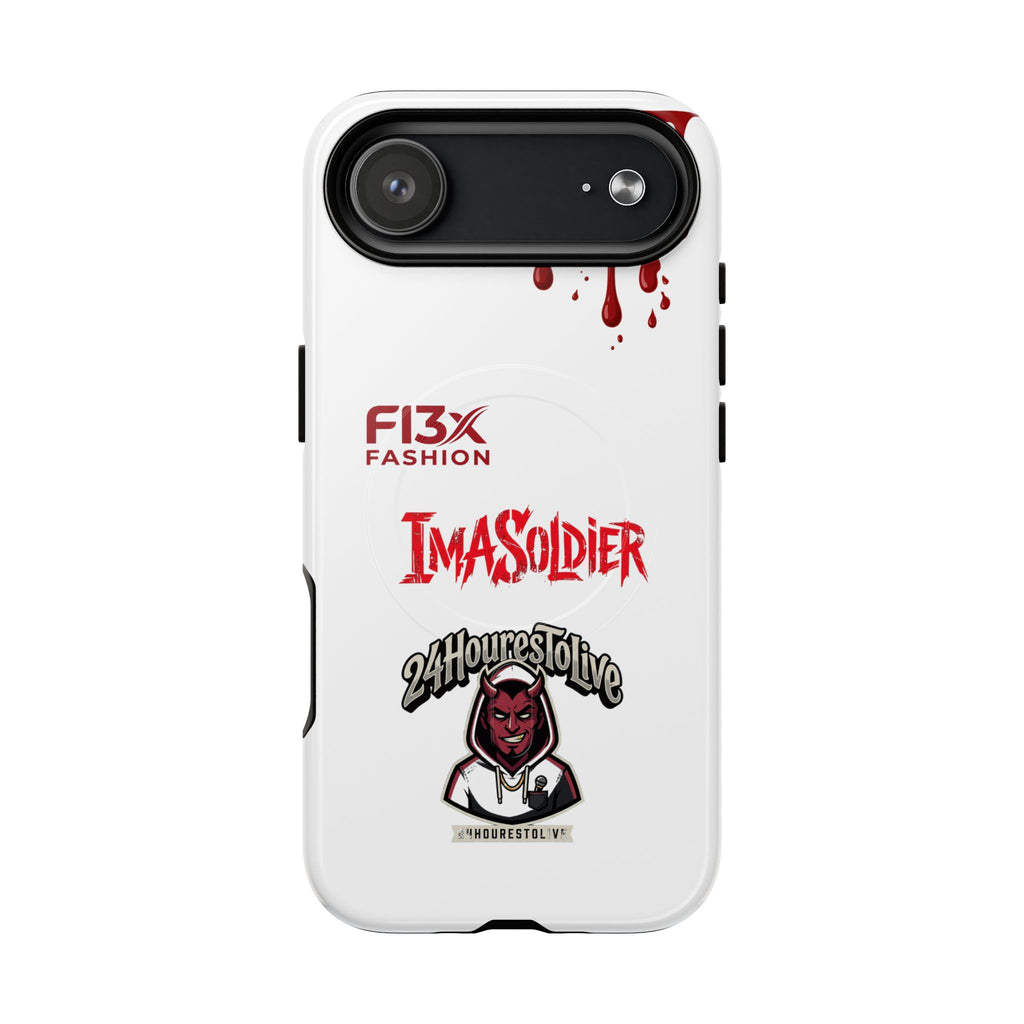 Tough Magnetic Phone Case — 'ImASoldier' Blood Drip Gaming Design