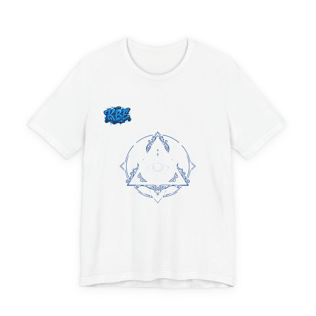 Mystic Moon Mandala Tee — Blue Crescent Graphic T-Shirt