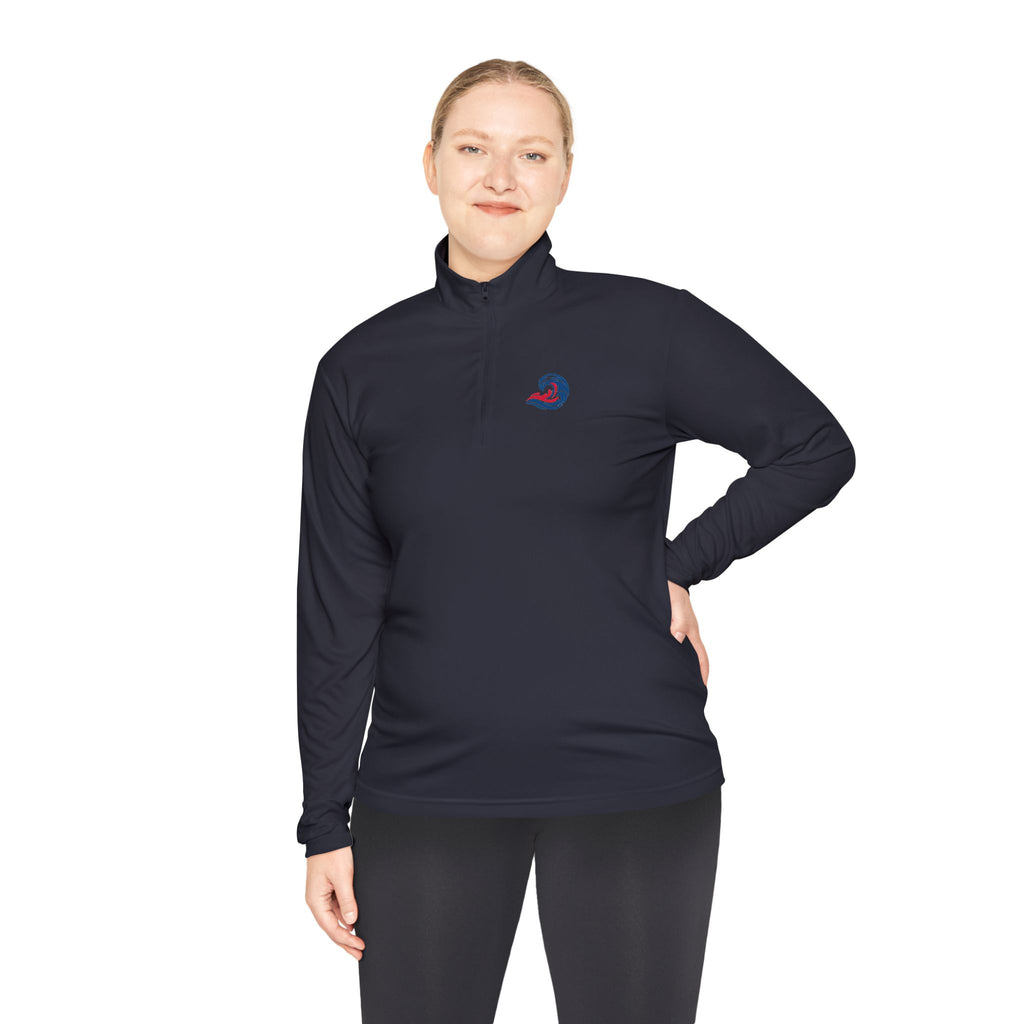 Quarter-Zip Pullover — Coastal Wave Logo Pullover with Back Graphic