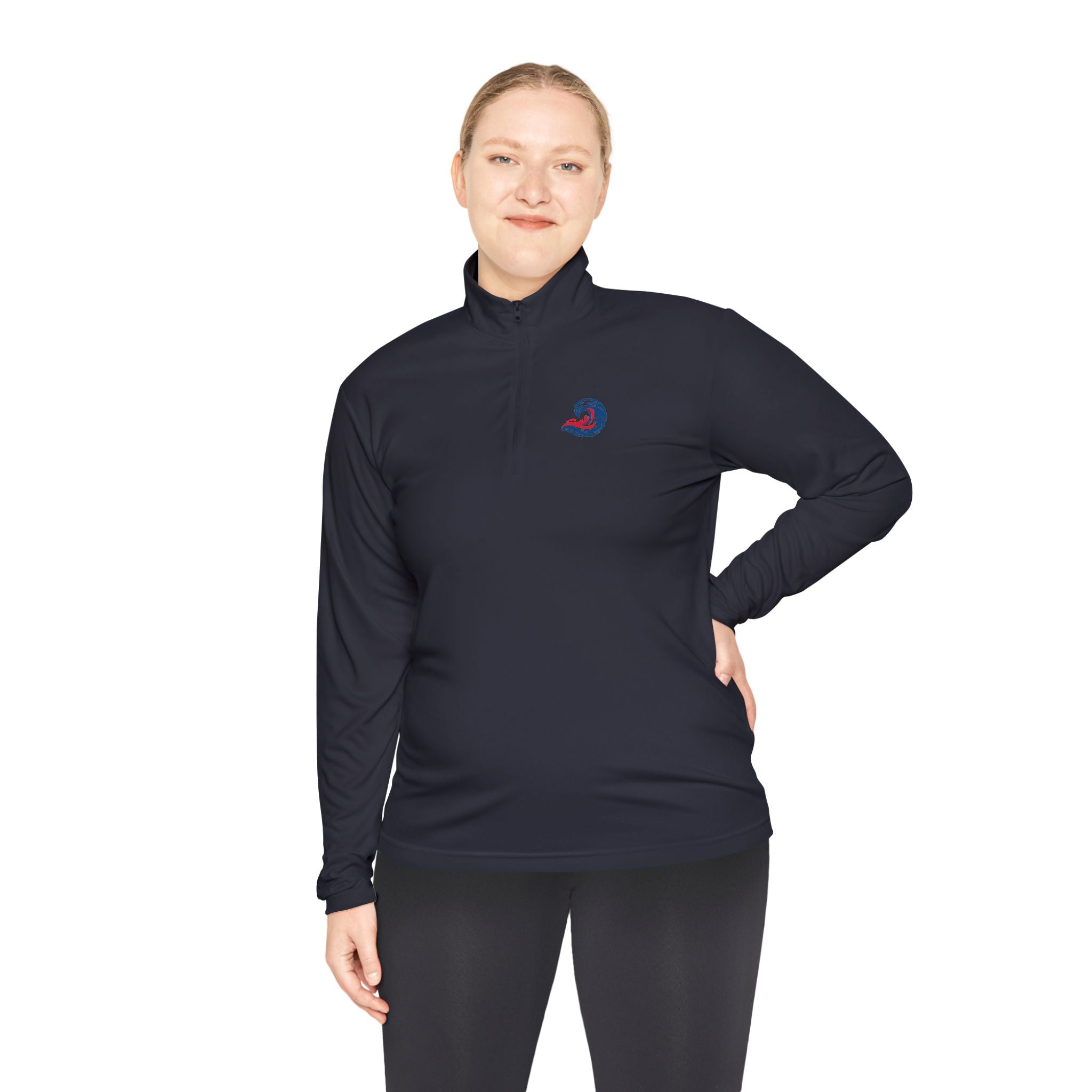 Quarter-Zip Pullover — Coastal Wave Logo Pullover with Back Graphic