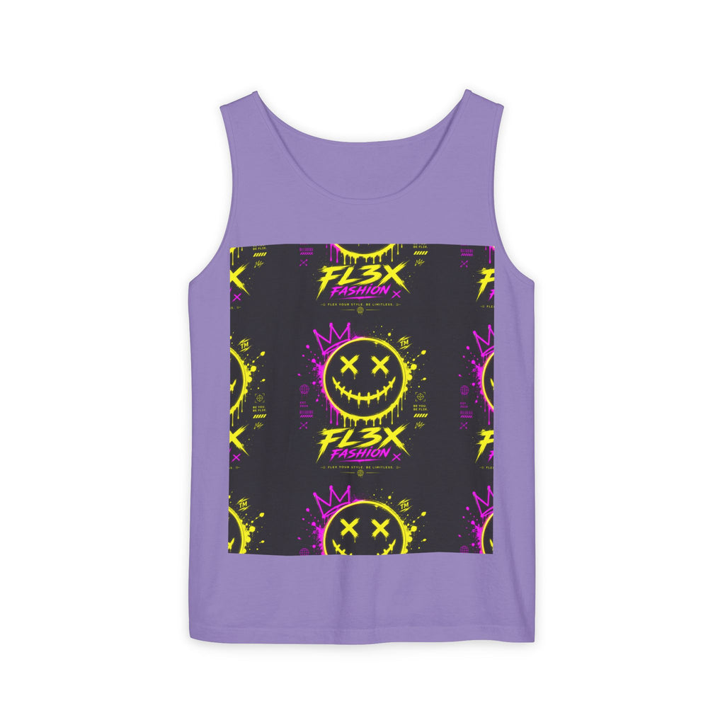 FL3X Fashion Graphic Tank Top — Neon Smiley & Devil Logo Streetwear